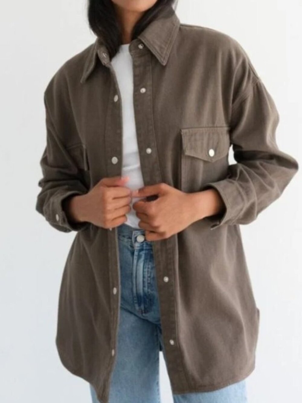 Brunette the Label - Shania Denim Jacket | Espresso - Size M/L